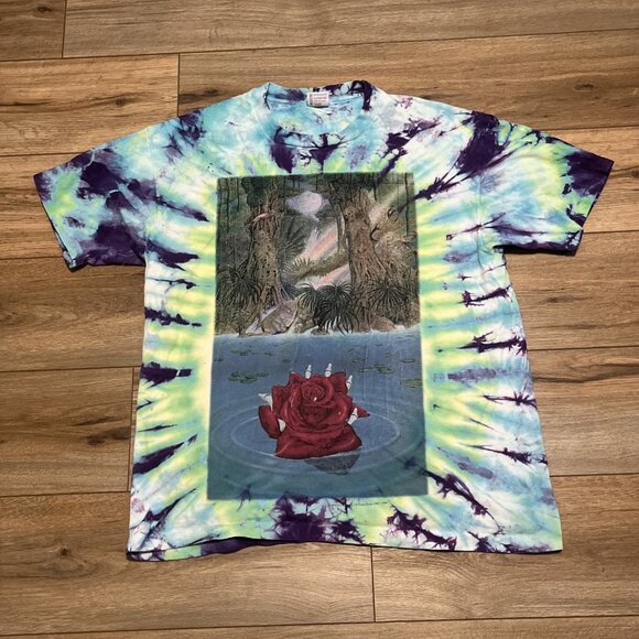 VTG Mikio Kennedy Tie Dye Shirt Adult SZ XL Distressed Single Stitch 1996 90s